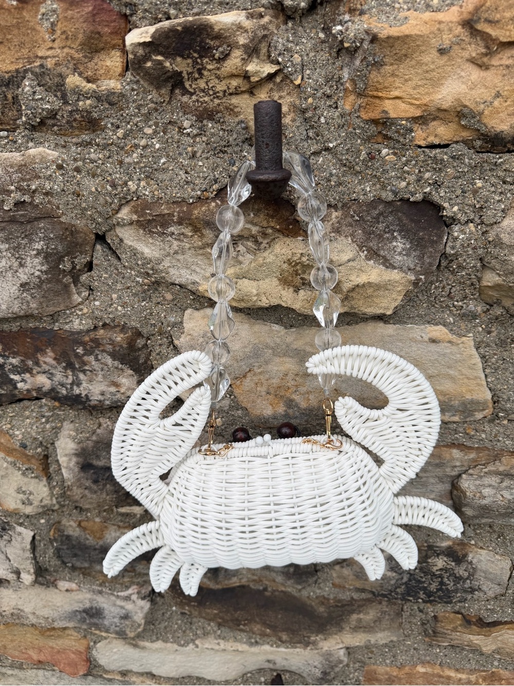 New White Wicker Crab Crossbody Bag purse clutch - Picture 2 of 2
